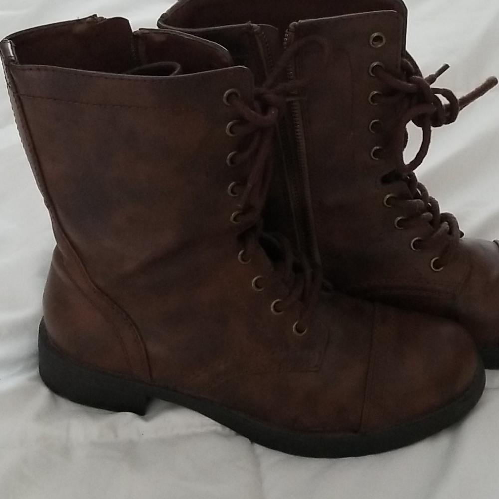 Brown lace up boots